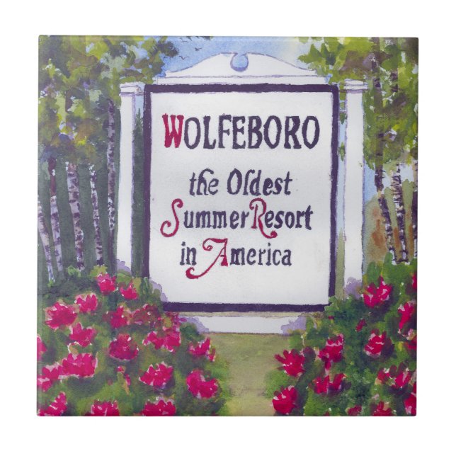 Välkommen till Wolfeboro NH-signalen Kakelplatta (Framsidan)