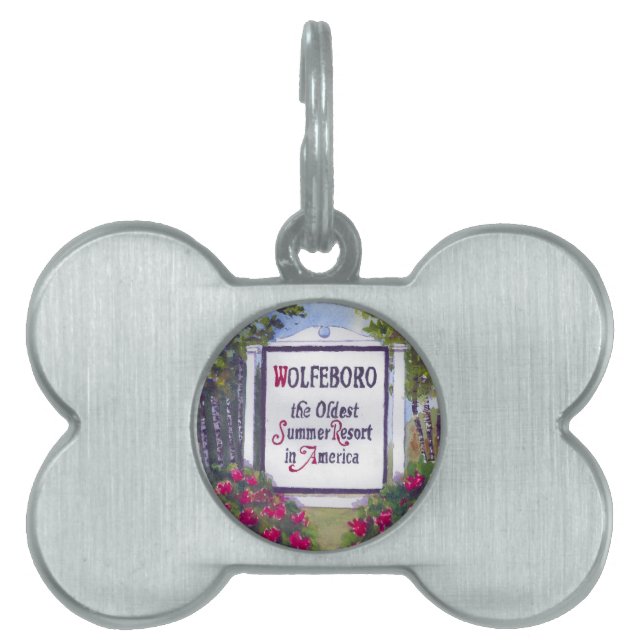 Välkommen till Wolfeboro NH-signalen Namnbricka Husdjur (Framsidan)