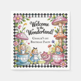 Välkommen till Wonderland 1:a födelsedagen Party Pappersservett