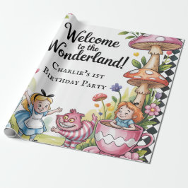 Välkommen till Wonderland 1:a födelsedagen Party Presentpapper
