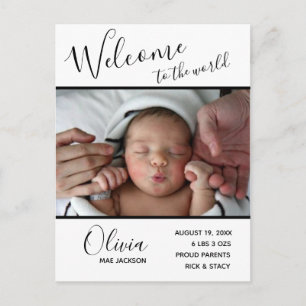 Välkommen till World Baby Photo Birth-vykort Vykort