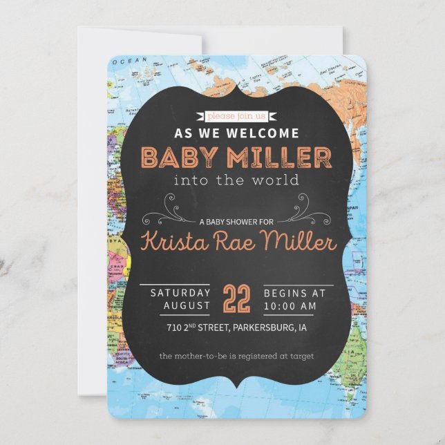 Välkommen till World Baby Shower Inbjudan (Framsida)