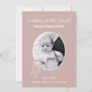 Välkommen till World Dusty Pink Newborn Baby Birth Meddelande