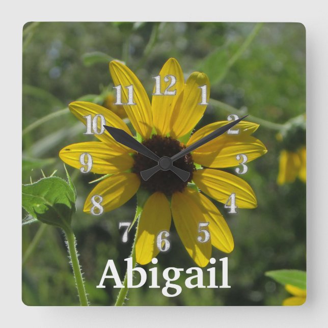 Välkommen till World Flower Photo Gult Blommigt La Fyrkantig Klocka (Framsida)