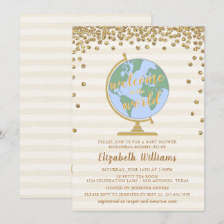 Välkommen till World Globe Baby Shower-inbjudan Inbjudningar