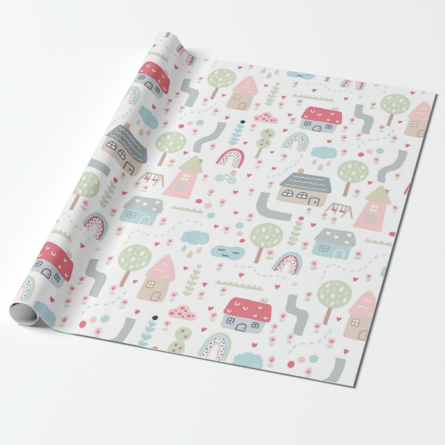 Välkommen till World Nyfödd bebis Girl  Presentpapper (Utrullad)