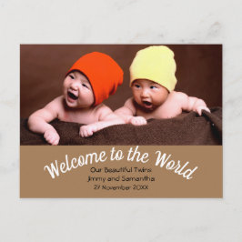 Välkommen till World Twin Birth Announcement Photo Vykort