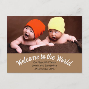 Välkommen till World Twin Birth Announcement Photo Vykort