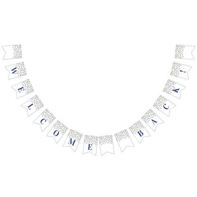 Välkommen tillbaka Banner Blue Guld Confetti Vimplar (Alla)