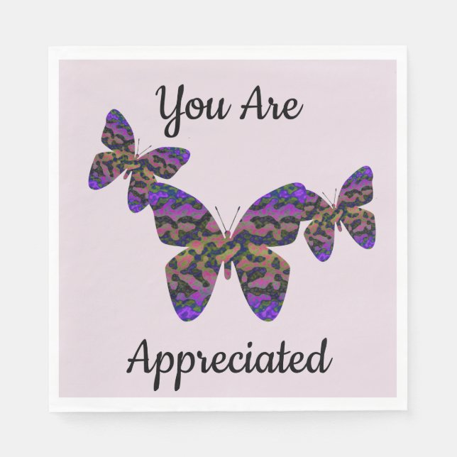 Välkommen tillbaka Bright Butterflies Business Emp Pappersservett (Framsidan)