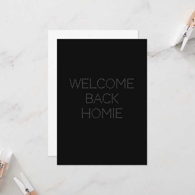 Välkommen tillbaka Homie Card - inbjudan (Fram/Back In Situ)