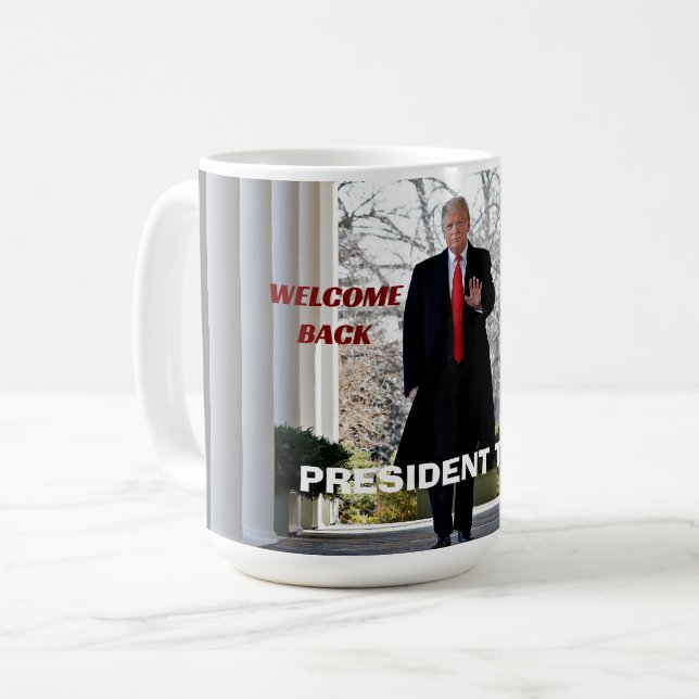 Välkommen tillbaka, president Trump Kaffemugg (Framsida vänster)