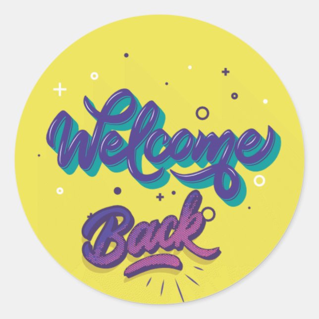Välkommen tillbaka runt klistermärke (Framsida)