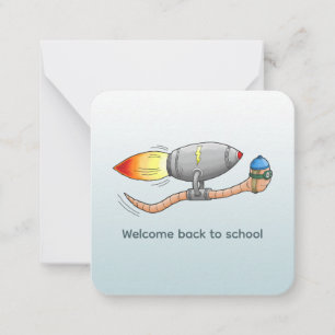 Välkommen tillbaka till School Rocket Worm Anteckningskort