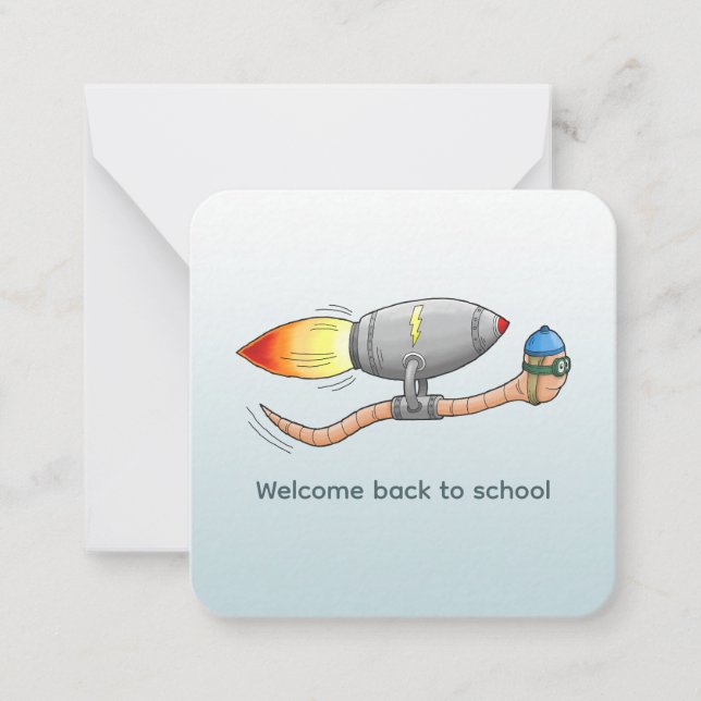 Välkommen tillbaka till School Rocket Worm Anteckningskort (Framsida)