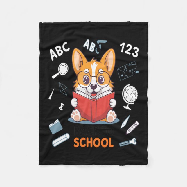 Välkommen tillbaka till skolan Corgi Fleecefilt (Framsidan)