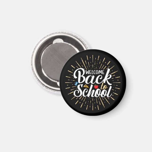 Välkommen Tillbaka Till Skolan Första Skoldagen Magnet (Front/Back)