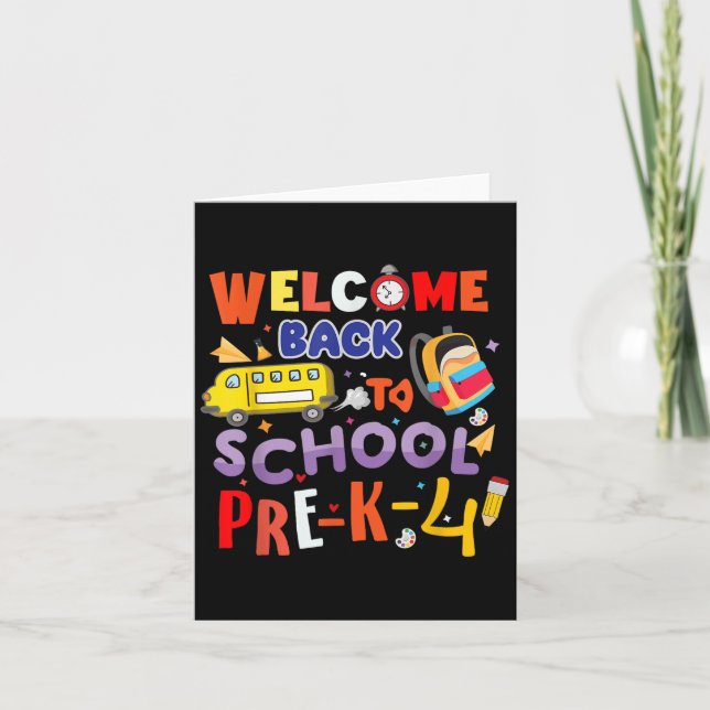 Välkommen Tillbaka Till Skolan Pre-k-4 Lärare Barn Kort (Framsida)
