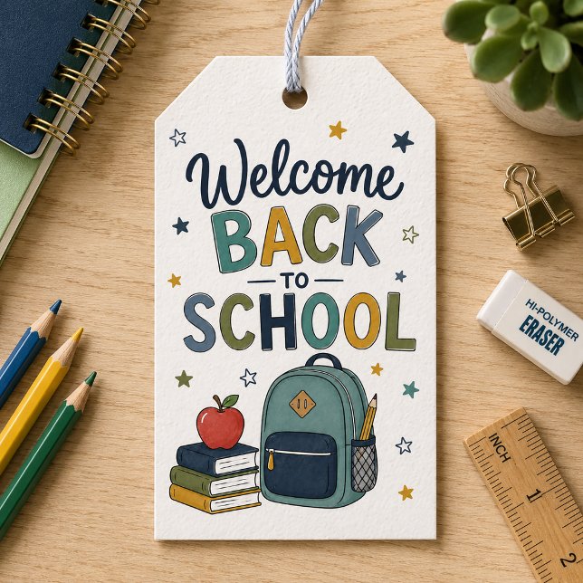 Välkommen tillbaka till skolan presentetikett (Welcome Back to School Favor Tag )