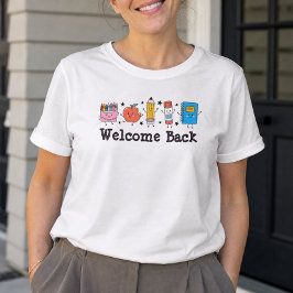 Välkommen tillbaka till skolan söta skolmaterial v t shirt