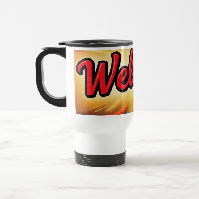 Välkommen trevlig design på  resemugg (Vänster)
