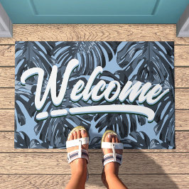 Välkommen Tropical Boho Blue Jungle Leaves