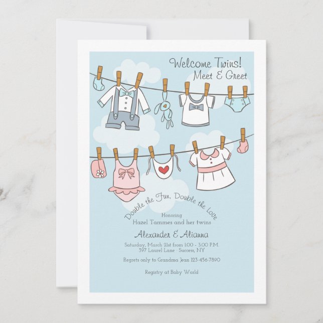 Välkommen Twillingar Möte och hälsningsinbjudan Inbjudningar (Framsida)