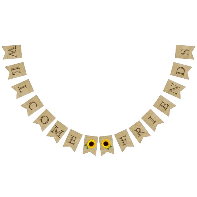 Välkommen vänBurlapLook med solrosor Vimplar (Alla)