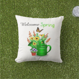 Välkommen Vår Blommigt Dekorativ kudde