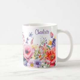 Välkommen Vår blommor lägg till Namn Gift Coffee Kaffemugg