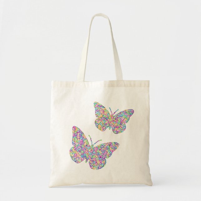 "Välkommen, Vår!" Butterfly Tote Bag Tygkasse (Framsidan)