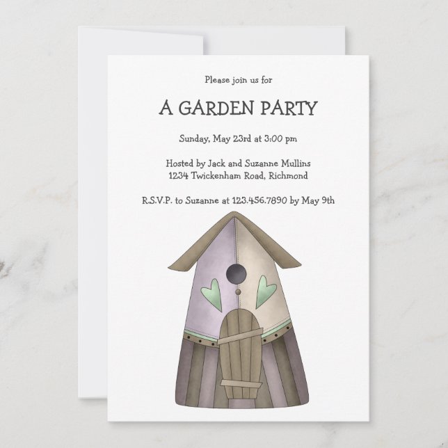 Välkommen Vår ・ Lila Birdhouse Inbjudningar (Framsida)