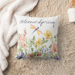 Välkommen vår med vildblommor och trollslända kudde