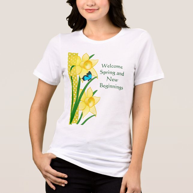 Välkommen vårens narcissus t shirt (Framsida)