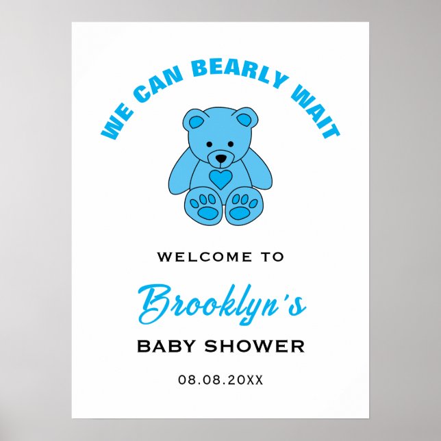 Välkommen Vi kan bota vänta Nalle Baby Shower Poster (Framsidan)