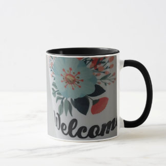 Välkommen vintage blomkruka mugg