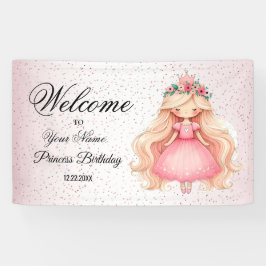 Välkommen Watercolor Rosa Princess Födelsedagsfest