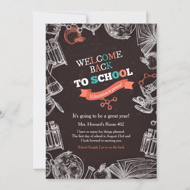Välkommet back to schoolmeddelande inbjudningar (Framsida)