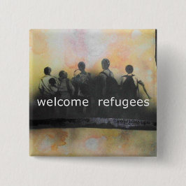 Välkommet flyktingemblem knapp