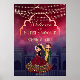 Välkommet par som heter Mehndi Sangeet fairy ljus Poster