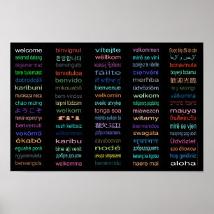 Välkomna 80 språk Poster svart
