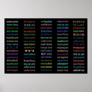 Välkomna 80 språk Poster svart