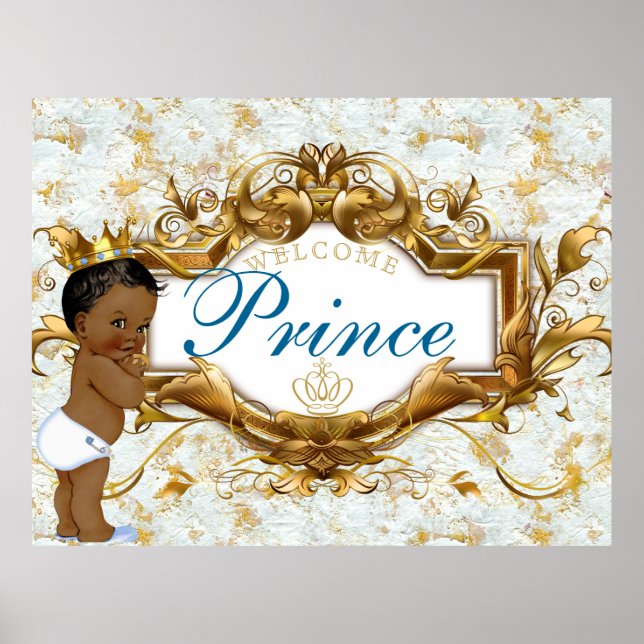 Välkomna afrikansk Prince Royal Baby Shower Poster (Framsidan)