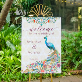 Välkomna av Aqua grönt teal Arabian blommigt freds Poster