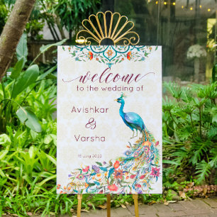 Välkomna av Aqua grönt teal Arabian blommigt freds Poster