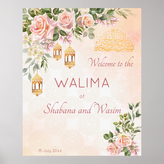 Välkomna av Ppastel kräm ro Moroccan-lyktor Poster (Framsidan)