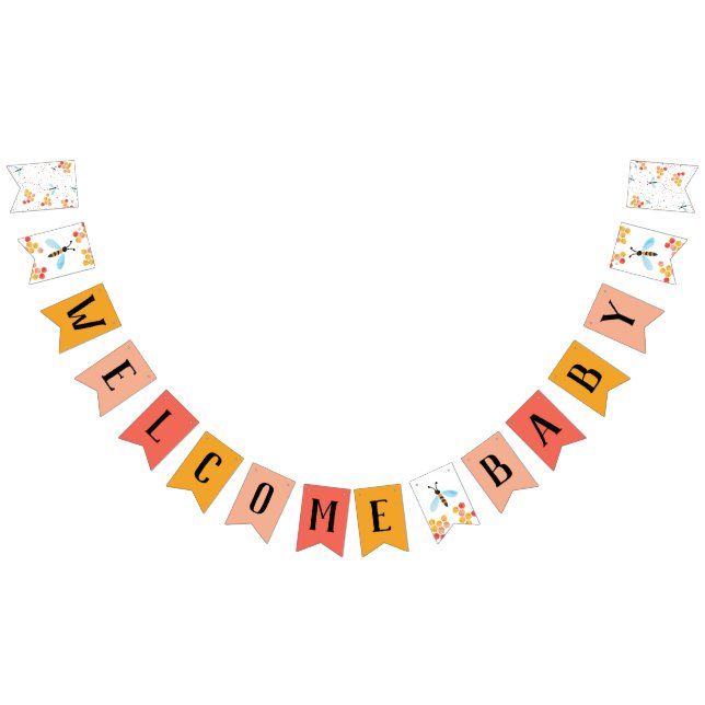 Välkomna Baby Bee Baby Shower Bunting-banderoll Vimplar (Alla)