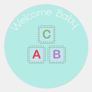 Välkomna Baby blue blockering Runt Klistermärke