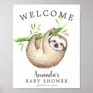 Välkomna Baby Sloth Välkommen Baby Shower Poster