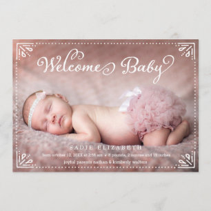 Välkomna Baby Sweetly Framed Birth-meddelande Meddelande